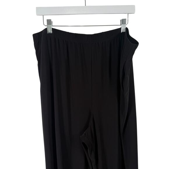 IC Connie K Collection Black Straight Leg Pant Pull On Slinky Lagenlook Women 3x - Picture 2 of 5